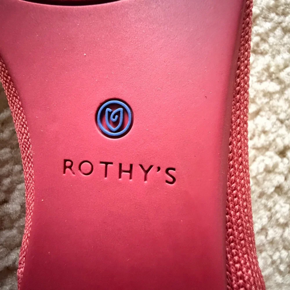 Rothys‎ The Point Women's Coral Pink Knit Pointed Toe Flat Shoes Size 11.5